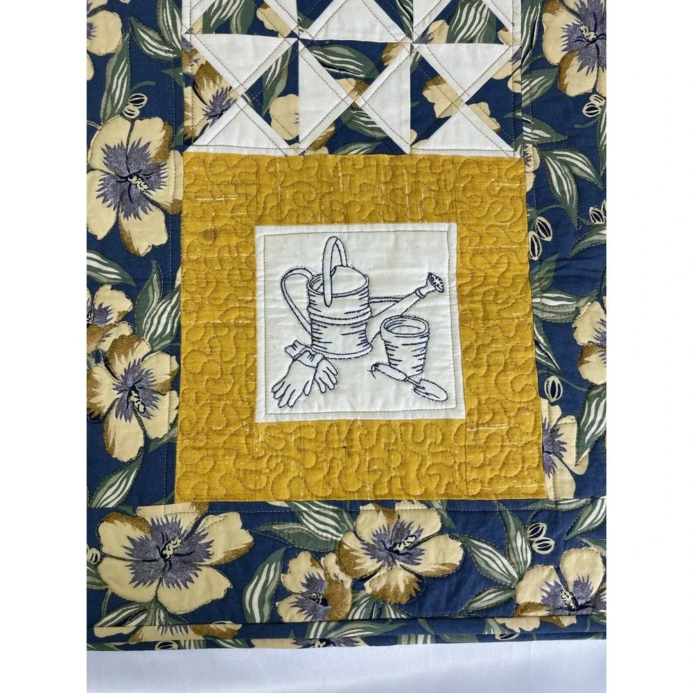 Pieced Embroidered Quilted Table Runner 16